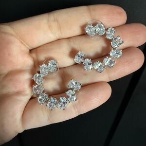 Elegant Silver Crystal Hoop gold plated Earrings